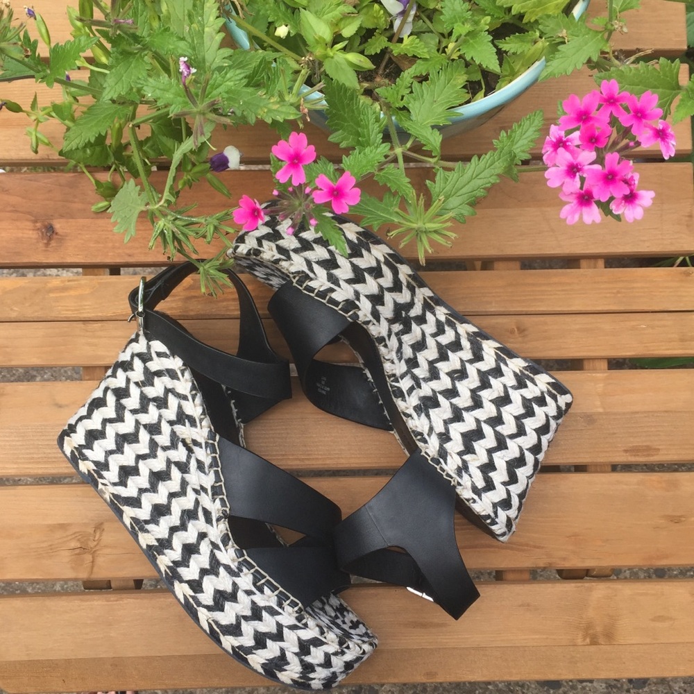 Sigerson Morrison Black & White Wedge Sandal 8.5M - Picture 8 of 16